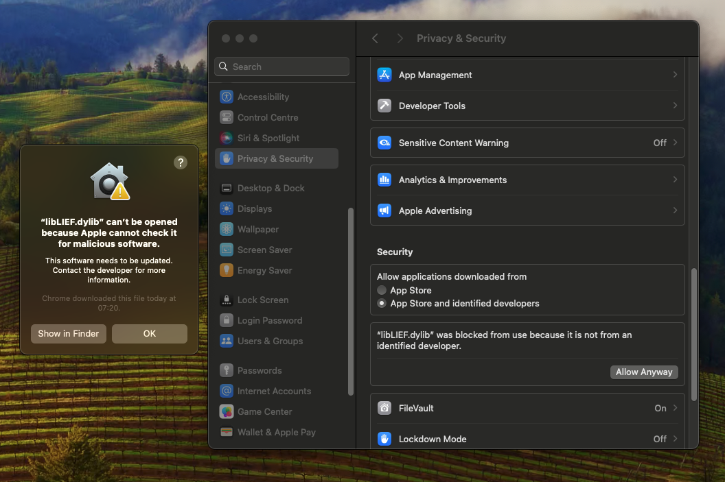 macOS library loading issue